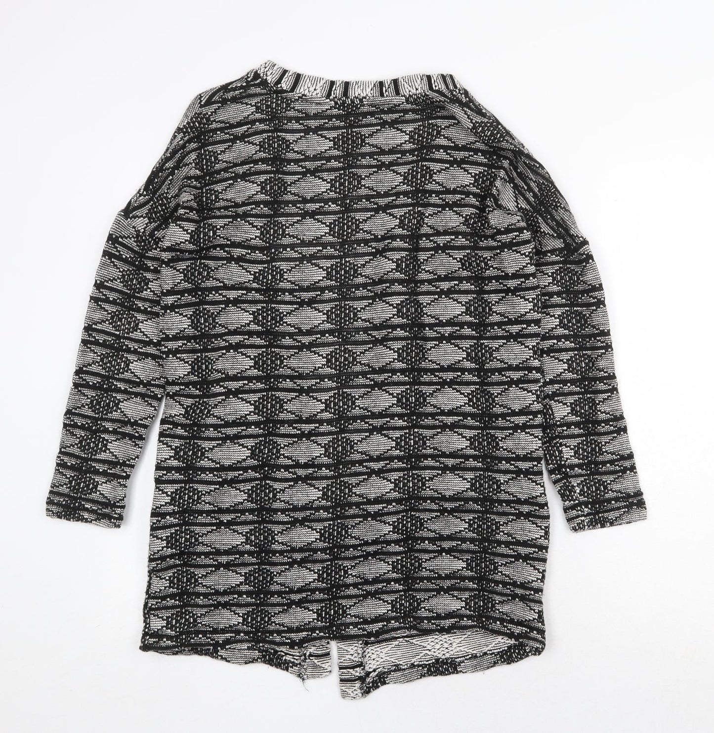 F&F Womens Black V-Neck Geometric Cotton Cardigan Jumper Size 8