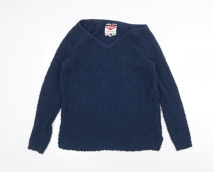 Lee Cooper Womens Blue V-Neck Polyester Pullover Jumper Size 10