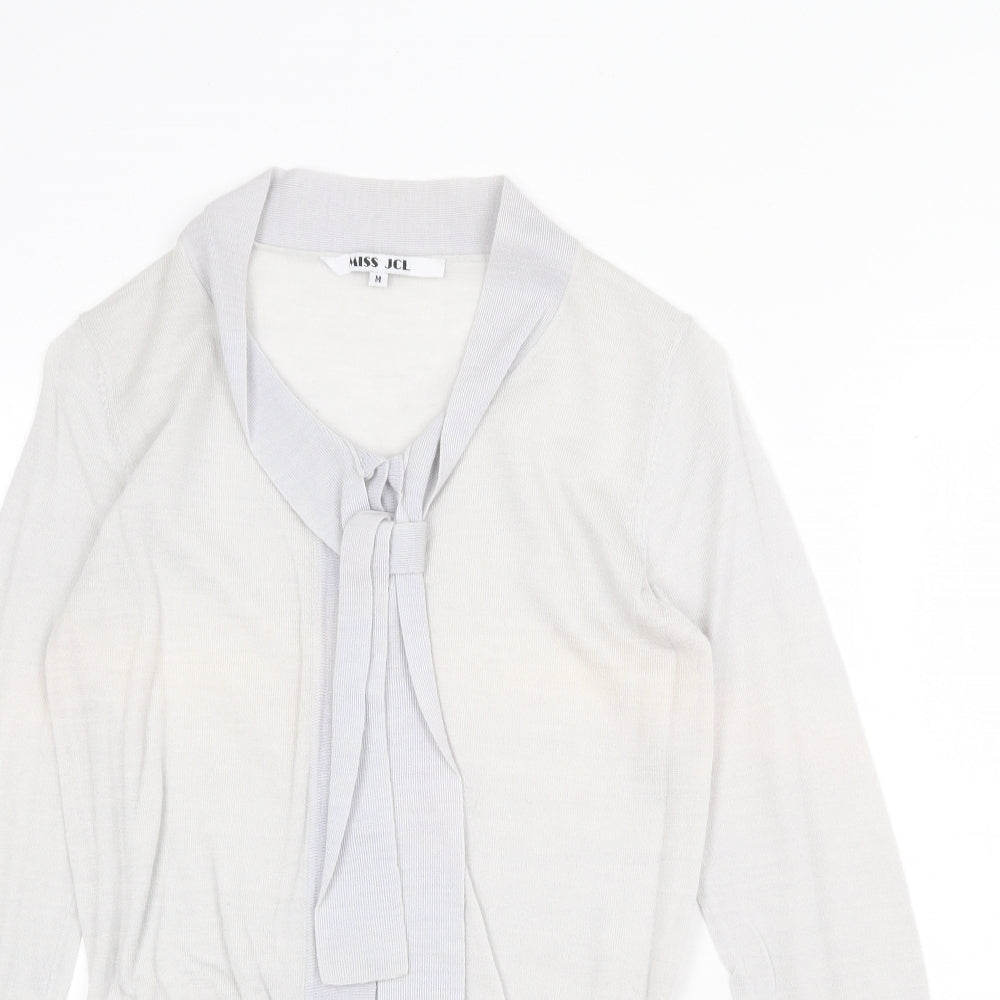 Miss JCL Womens Grey Round Neck Acrylic Cardigan Jumper Size M