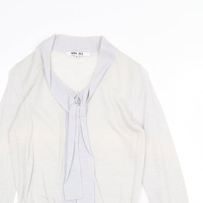 Miss JCL Womens Grey Round Neck Acrylic Cardigan Jumper Size M