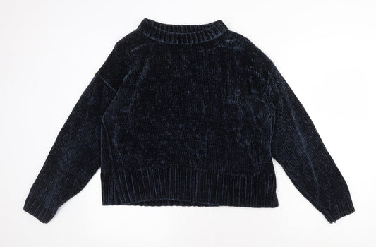 Marks and Spencer Womens Blue Round Neck Polyester Pullover Jumper Size M