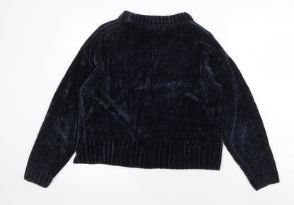 Marks and Spencer Womens Blue Round Neck Polyester Pullover Jumper Size M