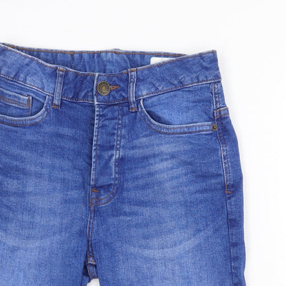 Denim & Co. Womens Blue Cotton Skimmer Shorts Size 28 in Regular Zip