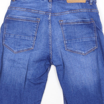 Denim & Co. Womens Blue Cotton Skimmer Shorts Size 28 in Regular Zip