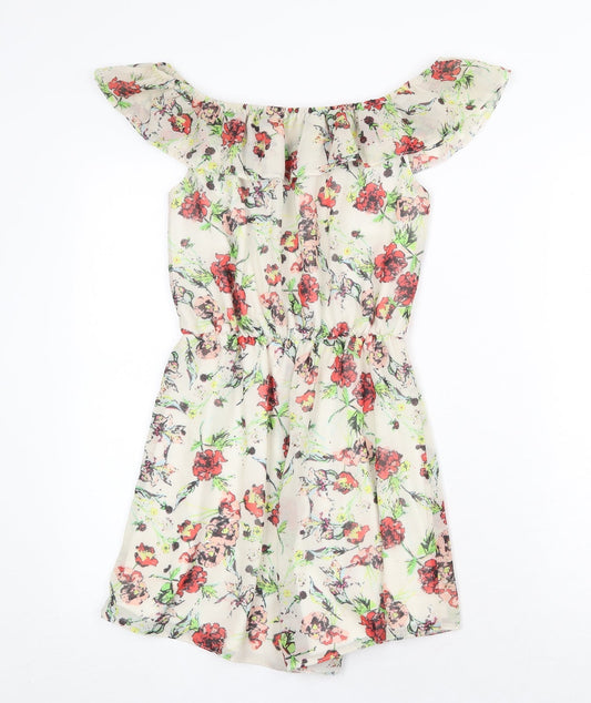 Oh My Love Womens Grey Floral Polyester Playsuit One-Piece Size S Pullover - Bardot