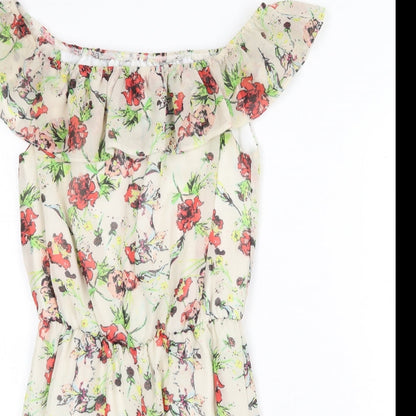 Oh My Love Womens Grey Floral Polyester Playsuit One-Piece Size S Pullover - Bardot