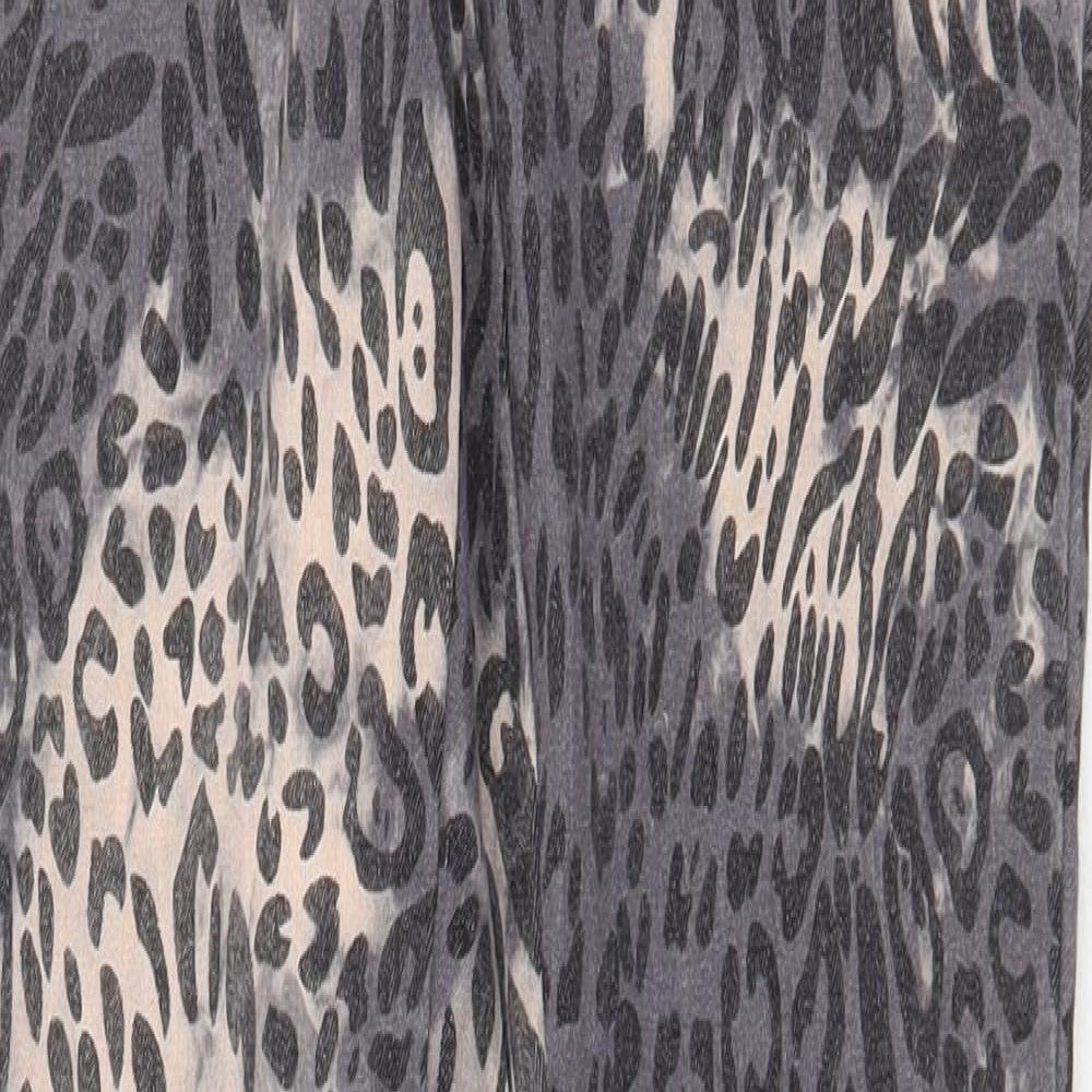Ribbon Womens Grey Animal Print Cotton Skinny Jeans Size 8 Regular Zip - Leopard Pattern