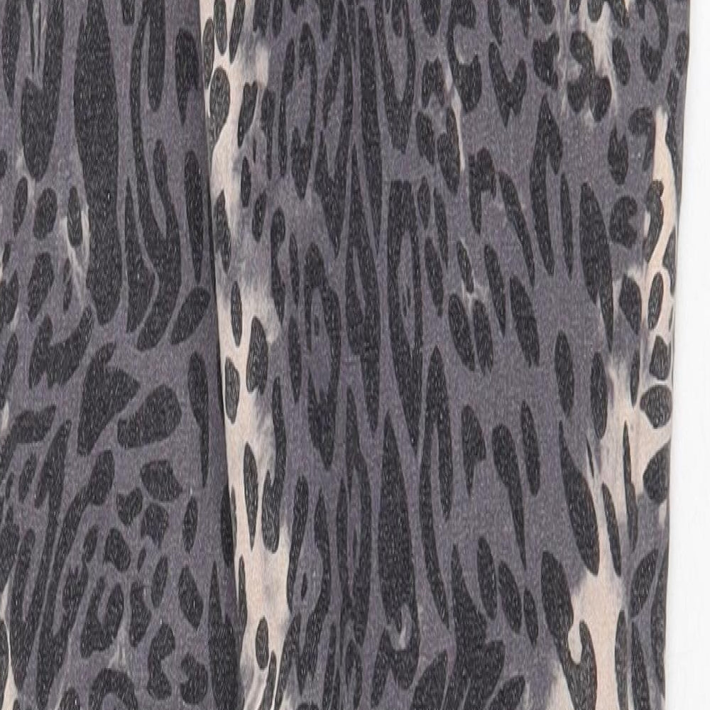 Ribbon Womens Grey Animal Print Cotton Skinny Jeans Size 8 Regular Zip - Leopard Pattern