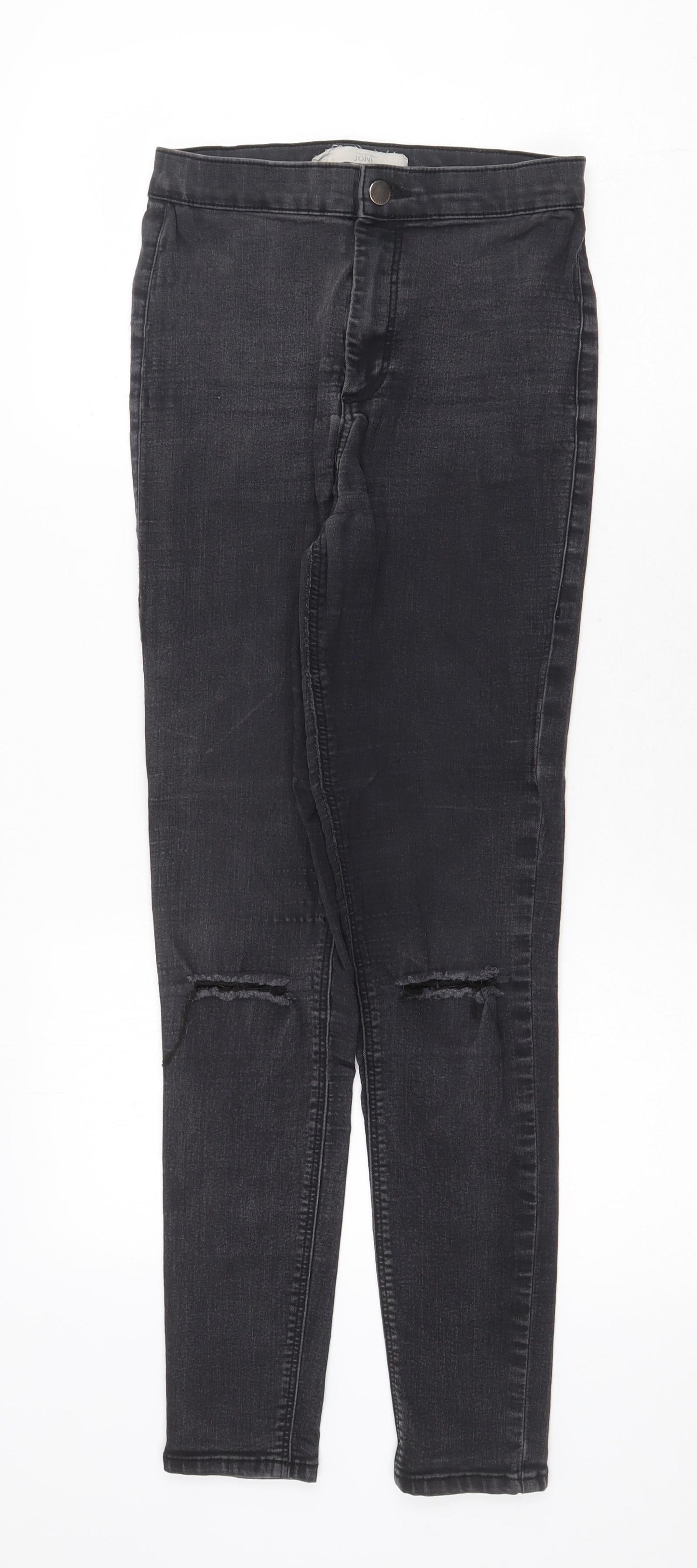 Topshop Womens Grey Cotton Skinny Jeans Size 28 in Regular Zip