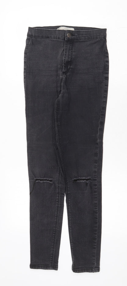 Topshop Womens Grey Cotton Skinny Jeans Size 28 in Regular Zip