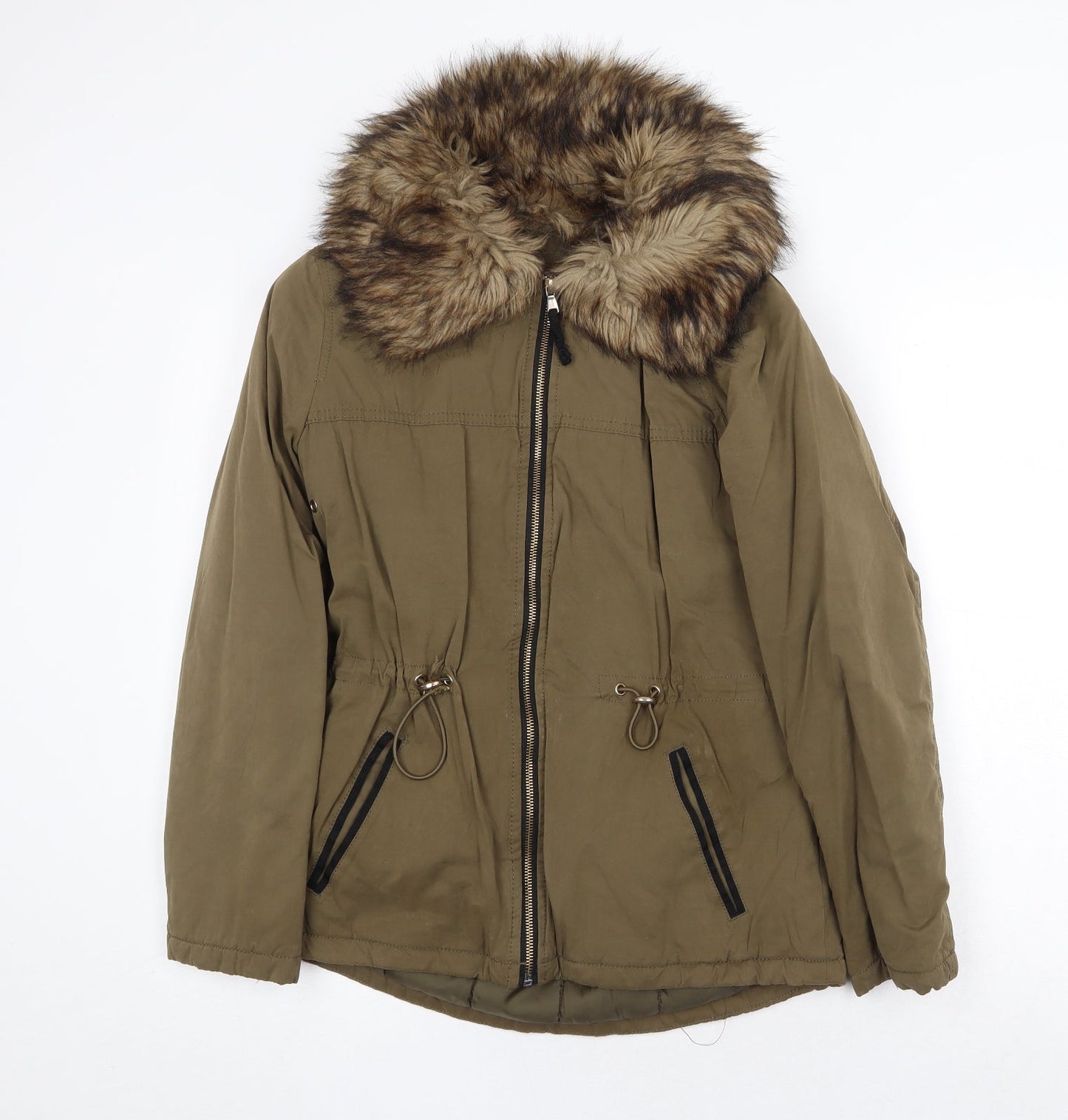 Papaya Womens Green Parka Jacket Size 6 Zip