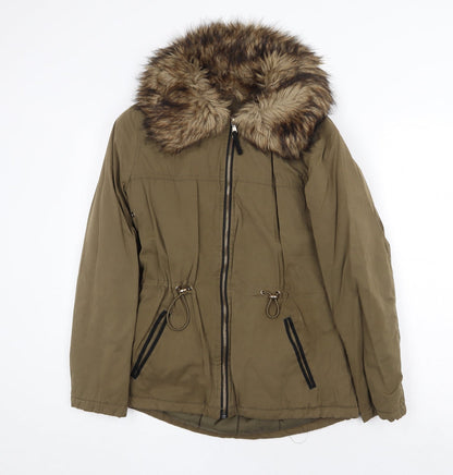 Papaya Womens Green Parka Jacket Size 6 Zip