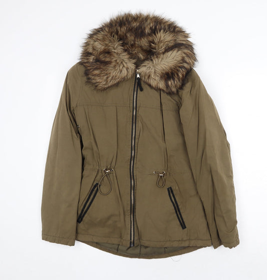 Papaya Womens Green Parka Jacket Size 6 Zip