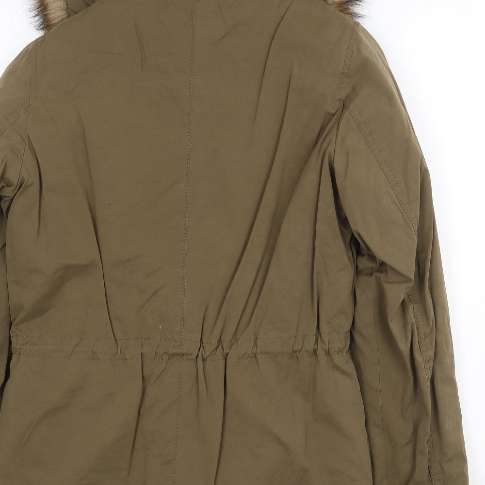 Papaya Womens Green Parka Jacket Size 6 Zip