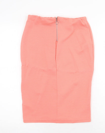 New Look Womens Pink Polyester Straight & Pencil Skirt Size 10 Zip