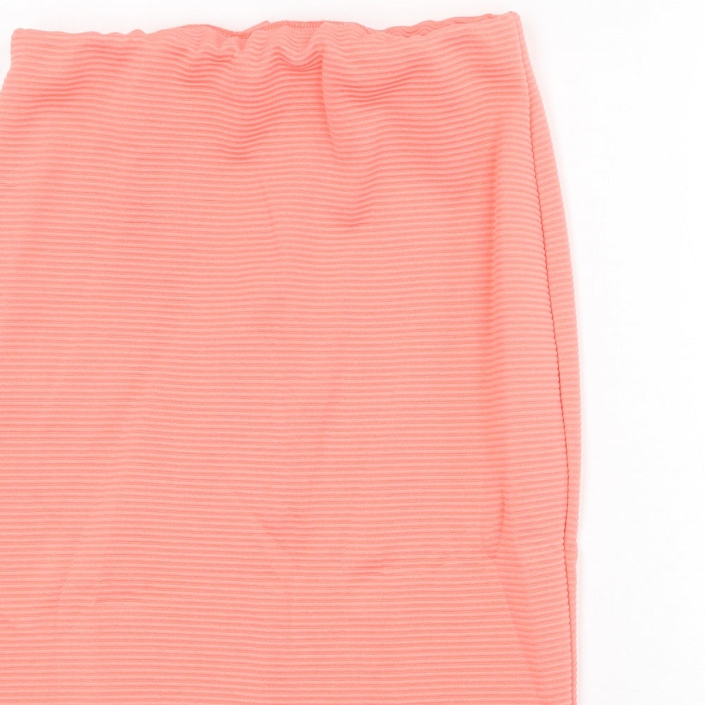 New Look Womens Pink Polyester Straight & Pencil Skirt Size 10 Zip