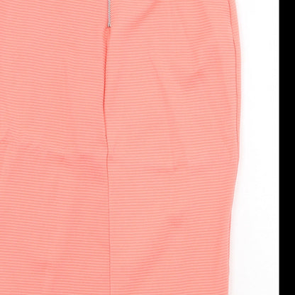 New Look Womens Pink Polyester Straight & Pencil Skirt Size 10 Zip