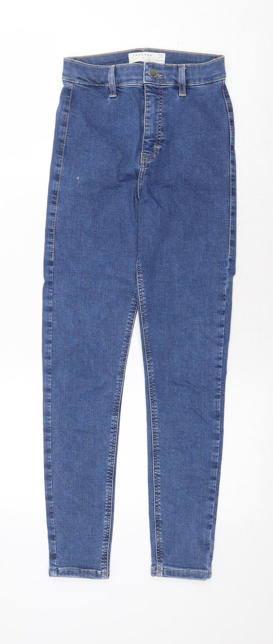 Topshop Womens Blue Cotton Skinny Jeans Size 26 in Regular Zip