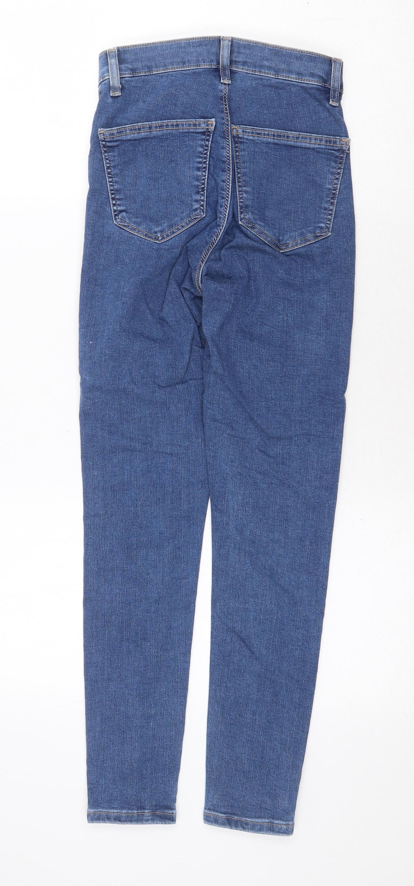 Topshop Womens Blue Cotton Skinny Jeans Size 26 in Regular Zip