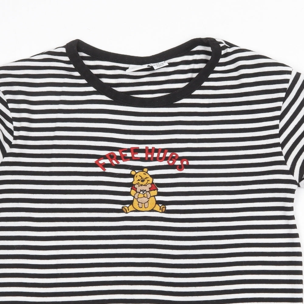 Womens UK Size XS Disney Black Basic T-Shirt