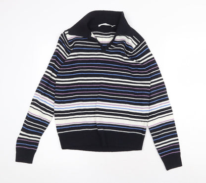 EWM Womens Multicoloured Collared Striped Acrylic Pullover Jumper Size S - Size 10-12