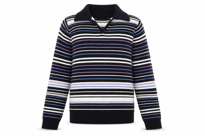 EWM Womens Multicoloured Collared Striped Acrylic Pullover Jumper Size S - Size 10-12