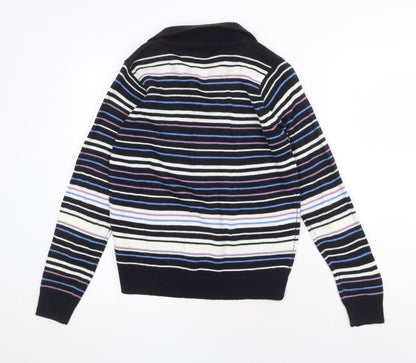 EWM Womens Multicoloured Collared Striped Acrylic Pullover Jumper Size S - Size 10-12