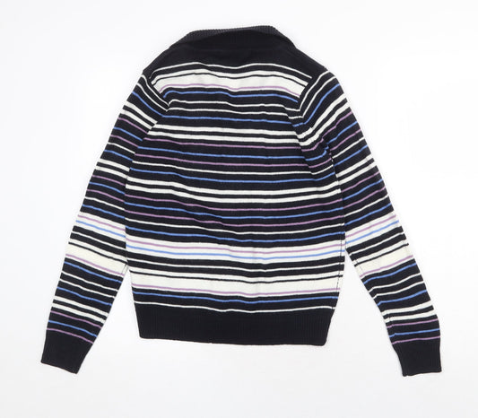 EWM Womens Multicoloured Collared Striped Acrylic Pullover Jumper Size S - Size 10-12