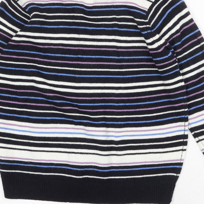 EWM Womens Multicoloured Collared Striped Acrylic Pullover Jumper Size S - Size 10-12