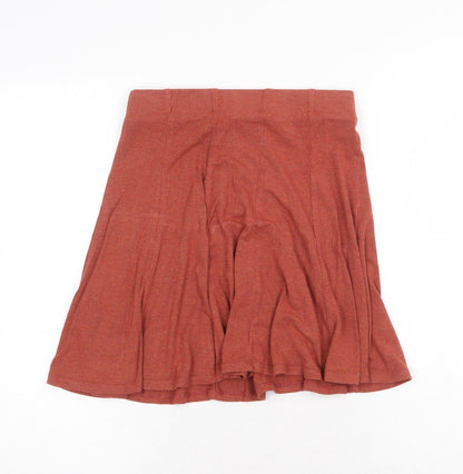 Garage Womens Orange Viscose Pleated Skirt Size XS - Elastic Waist