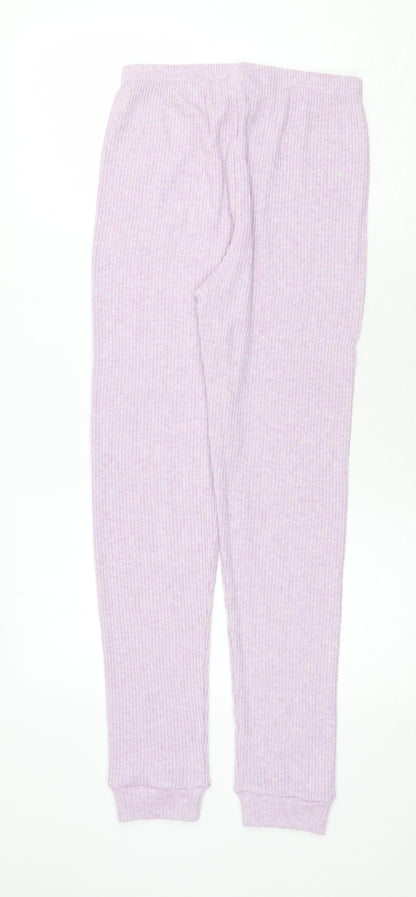 Preworn Girls Purple Viscose Jogger Trousers Size 12 Years Regular Drawstring