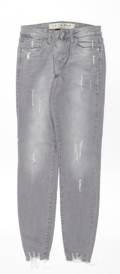 Denim & Co. Womens Grey Cotton Skinny Jeans Size 6 Regular Zip