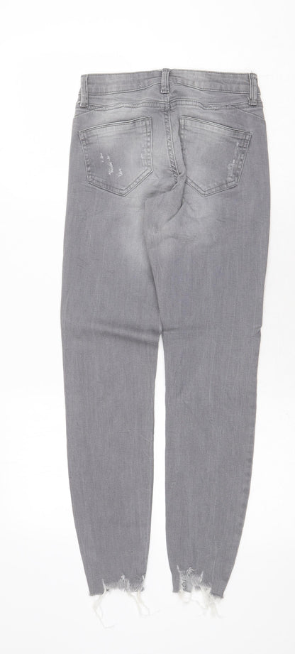 Denim & Co. Womens Grey Cotton Skinny Jeans Size 6 Regular Zip