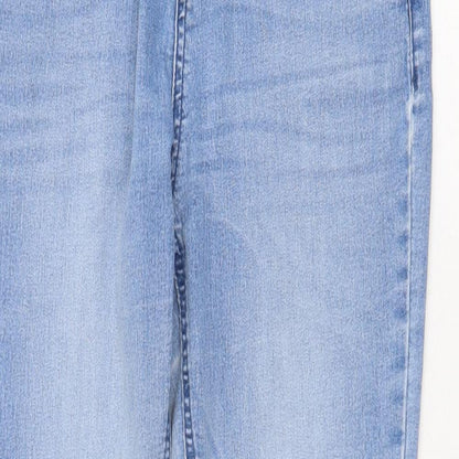 Topshop Womens Blue Cotton Straight Jeans Size 30 in Regular Zip