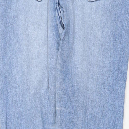 Topshop Womens Blue Cotton Straight Jeans Size 30 in Regular Zip