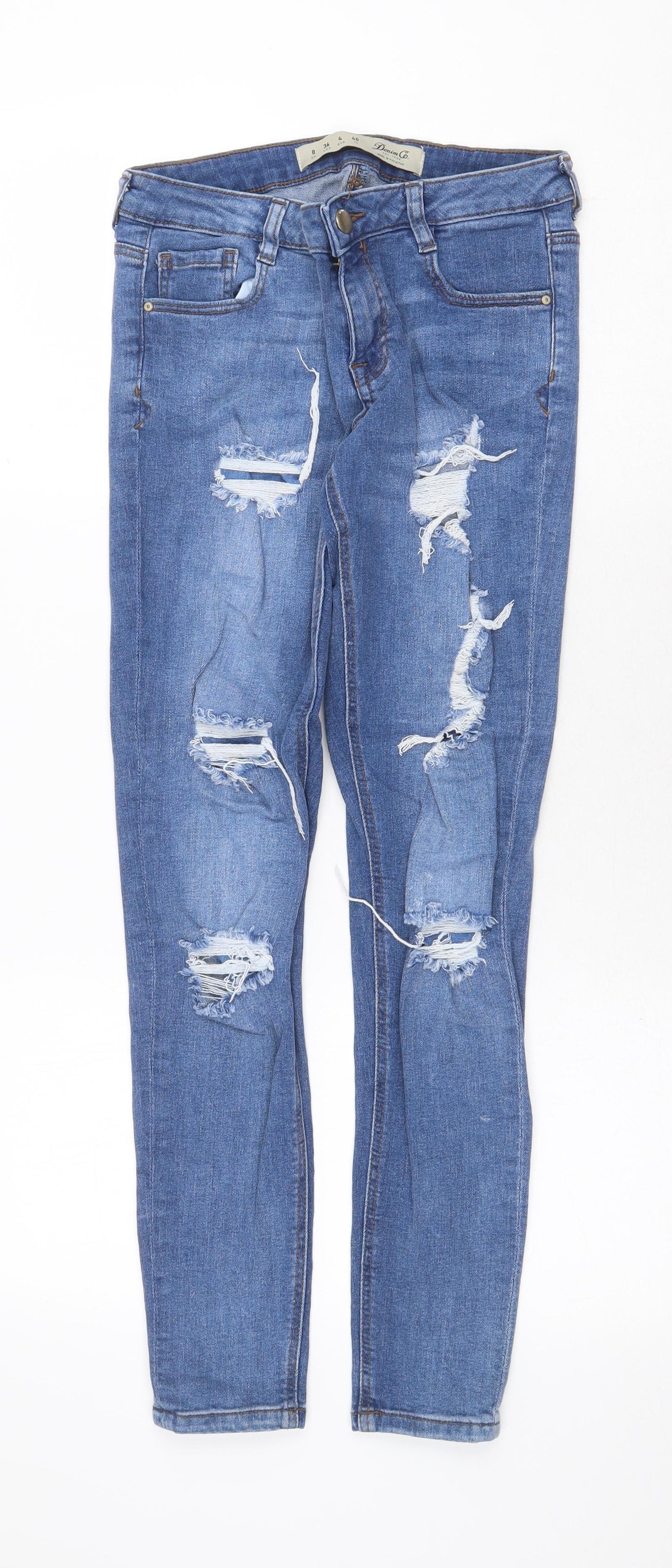 Denim & Co. Womens Blue Cotton Skinny Jeans Size 8 Regular Zip