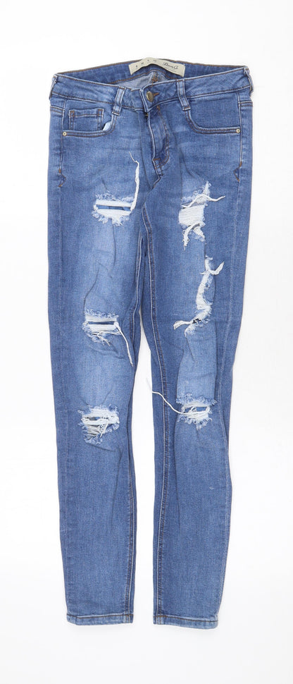 Denim & Co. Womens Blue Cotton Skinny Jeans Size 8 Regular Zip