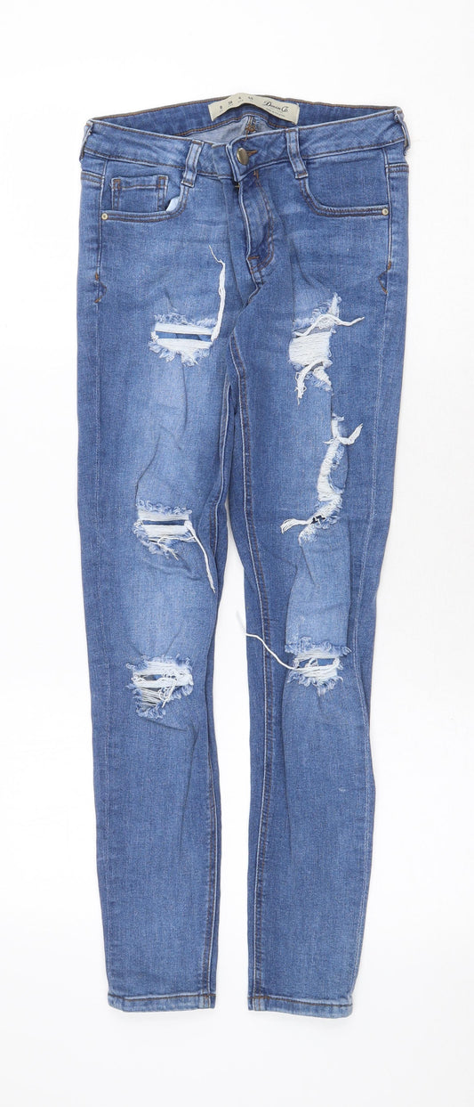 Denim & Co. Womens Blue Cotton Skinny Jeans Size 8 Regular Zip