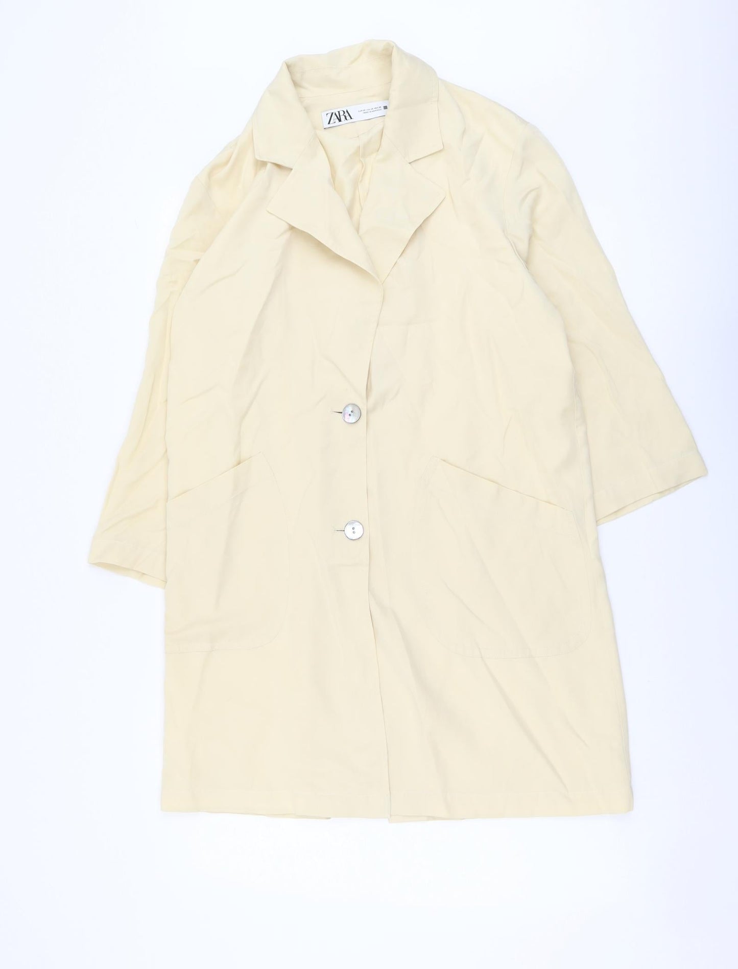 Womens UK Size XS Zara Beige Overcoat