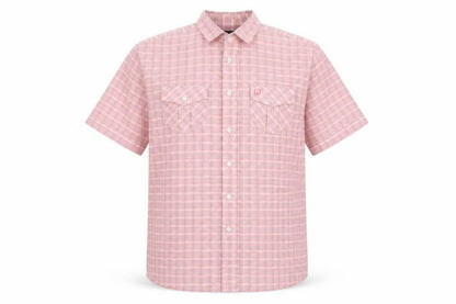 Mens UK Size L Lincoln Pink  Button-Up Short Sleeve Casual Shirt