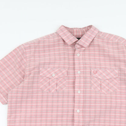 Mens UK Size L Lincoln Pink  Button-Up Short Sleeve Casual Shirt