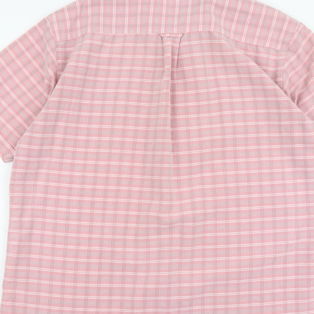 Mens UK Size L Lincoln Pink  Button-Up Short Sleeve Casual Shirt