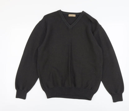 Marks and Spencer Mens Grey V-Neck Cotton Pullover Jumper Size S Long Sleeve