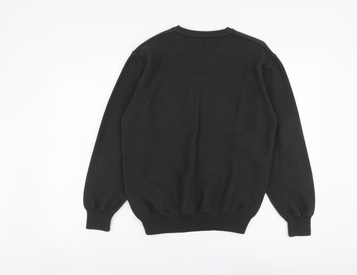 Marks and Spencer Mens Grey V-Neck Cotton Pullover Jumper Size S Long Sleeve