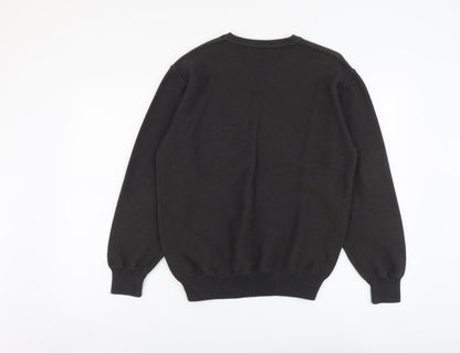 Marks and Spencer Mens Grey V-Neck Cotton Pullover Jumper Size S Long Sleeve