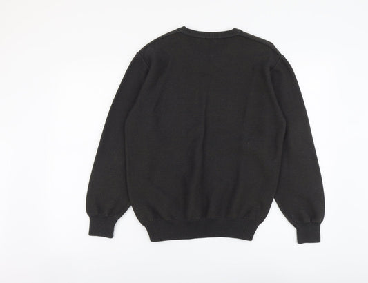 Marks and Spencer Mens Grey V-Neck Cotton Pullover Jumper Size S Long Sleeve