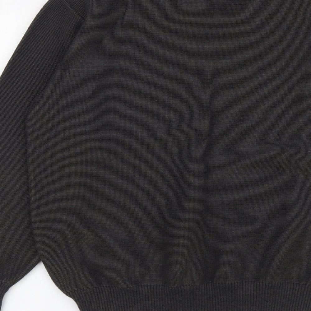 Marks and Spencer Mens Grey V-Neck Cotton Pullover Jumper Size S Long Sleeve