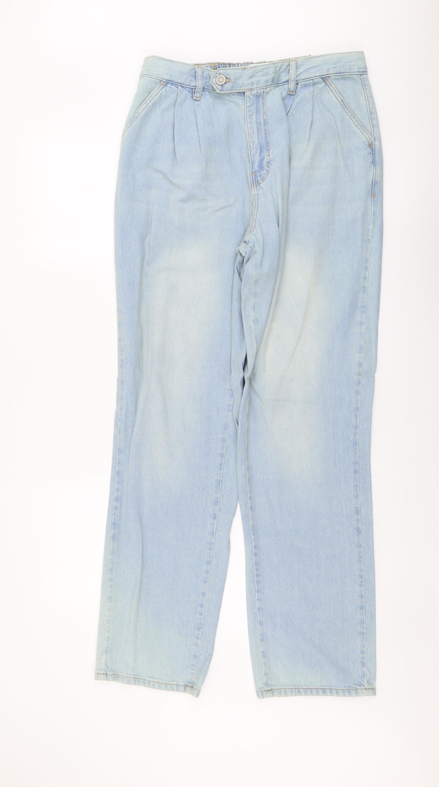 ASOS Womens Blue Cotton Straight Jeans Size 32 in L30 in Regular Button