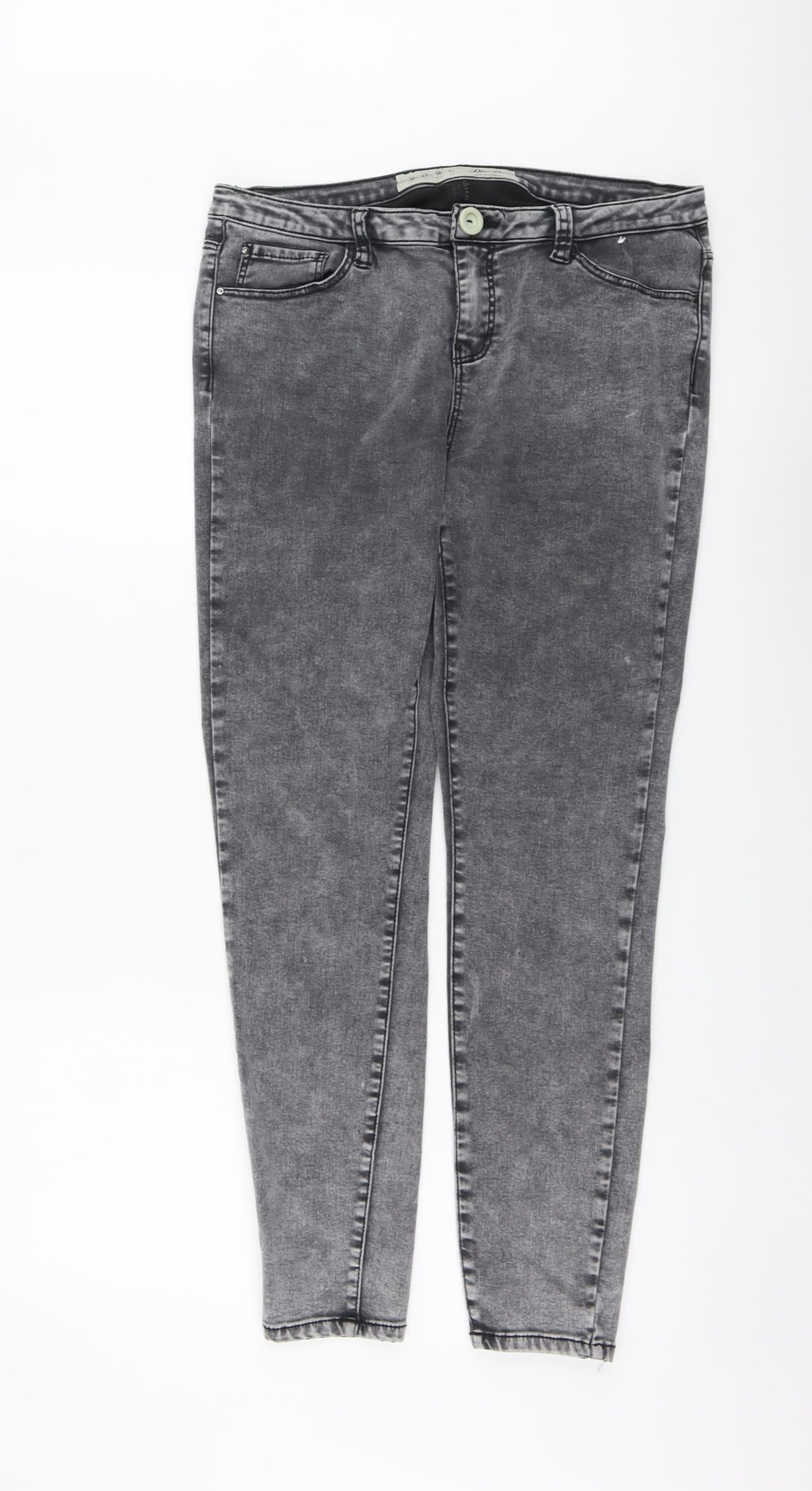Denim & Co. Womens Grey Cotton Skinny Jeans Size 14 L27 in Regular Button