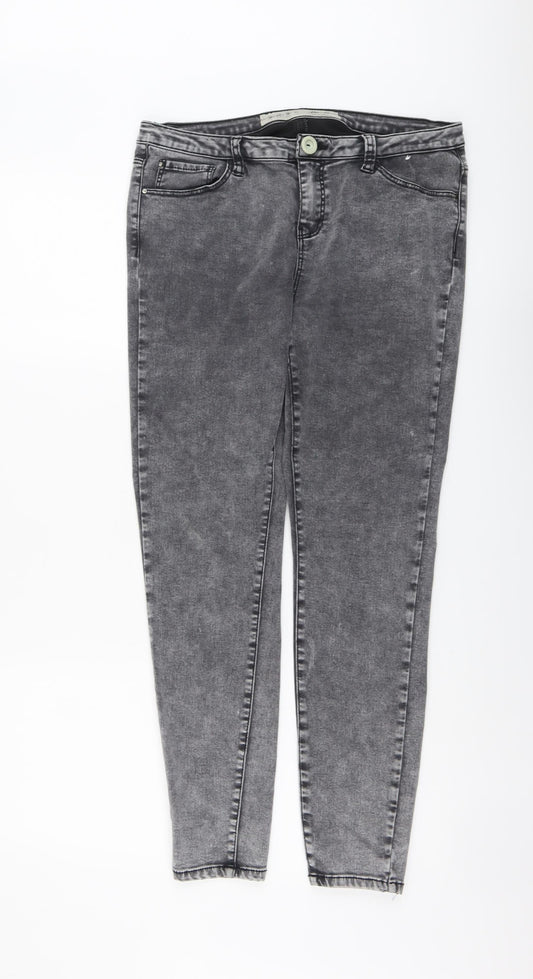 Denim & Co. Womens Grey Cotton Skinny Jeans Size 14 L27 in Regular Button